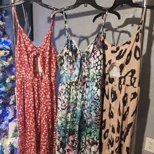 Floral and Animal Print Dresses Lot Of 3